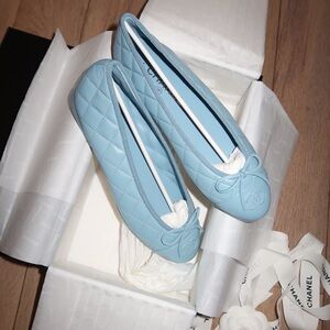 Chanel Blue Quilted Ballerina | Size 38C
